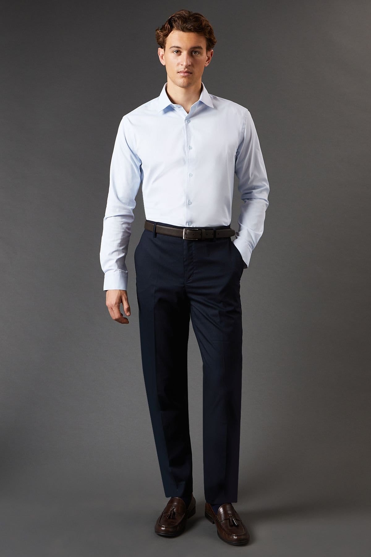 Burton Burton Men's Navy Slim Fit Smart Trousers - 4