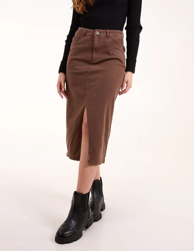 Blue Vanilla Acid Wash Denim Mid Skirt - 2