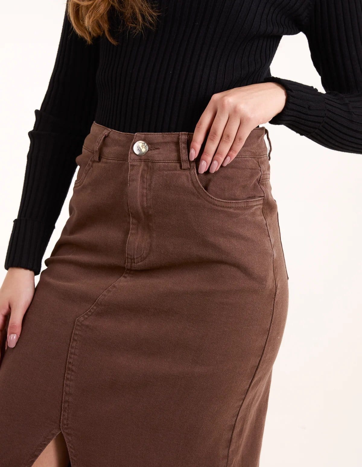 Blue Vanilla Acid Wash Denim Mid Skirt - 4