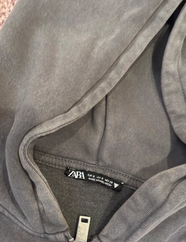 Zara Zara Stonewash Hoodie - Grey - S