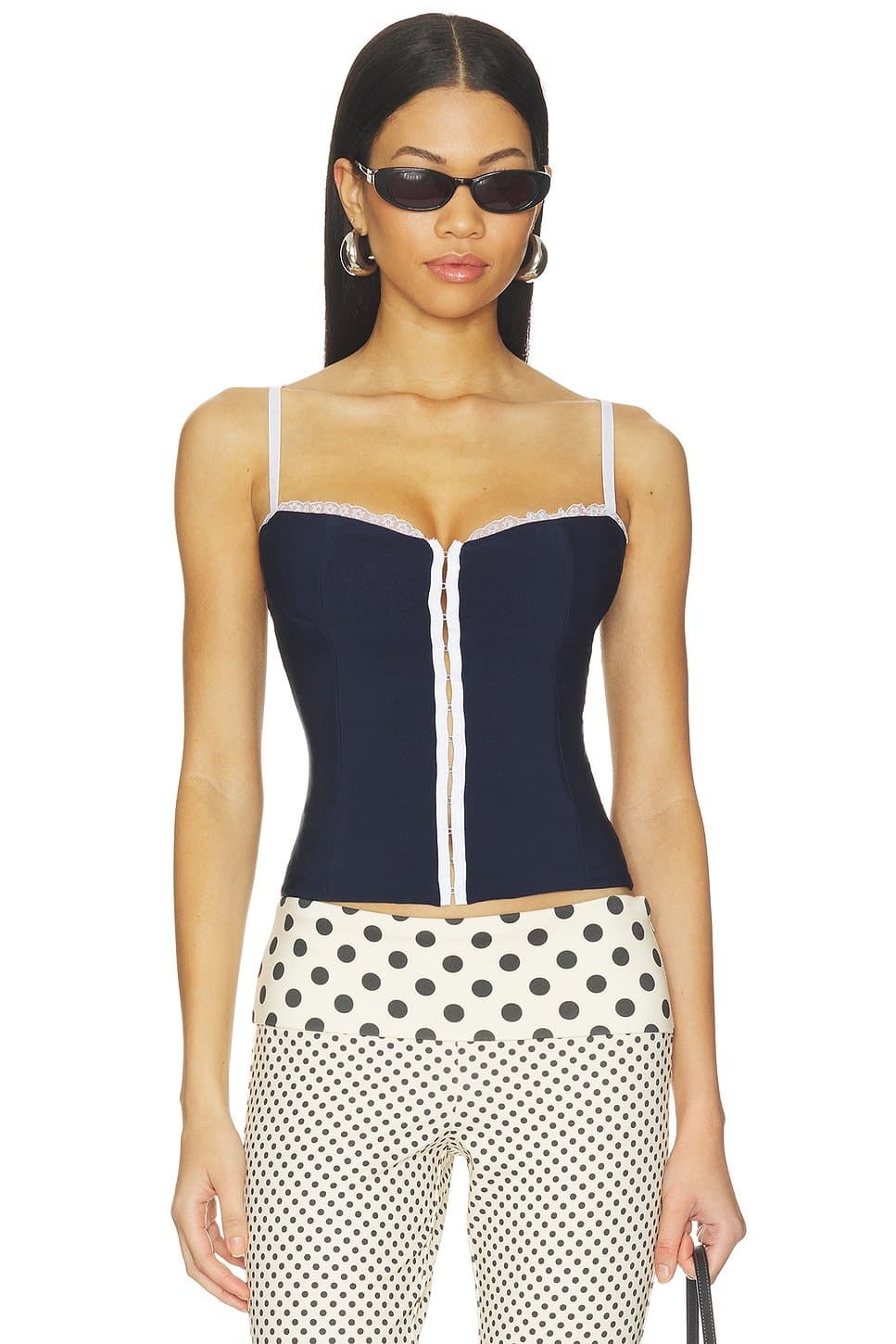 revolve Revolve Navy With White Trim Corset
