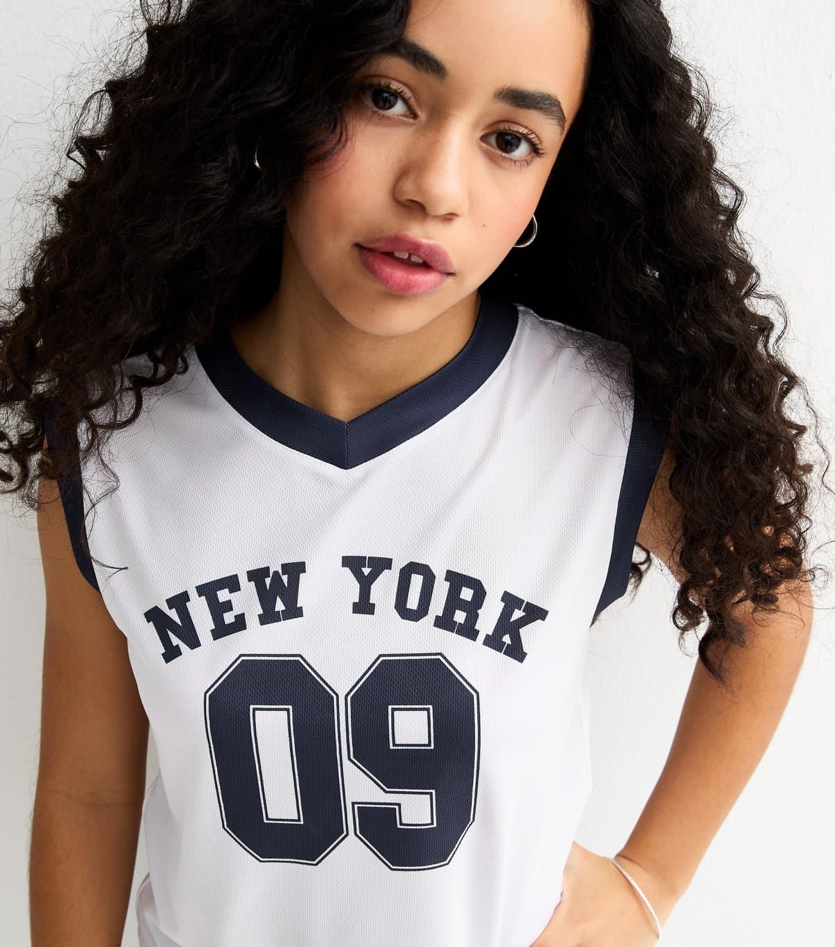 New Look Girls' White New York Print Basketball Vest New Look