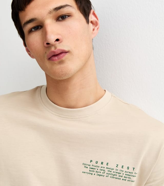 Only and Sons Men's Off White Slogan Print Relaxed T-Shirt Only and Sons New Look - 2