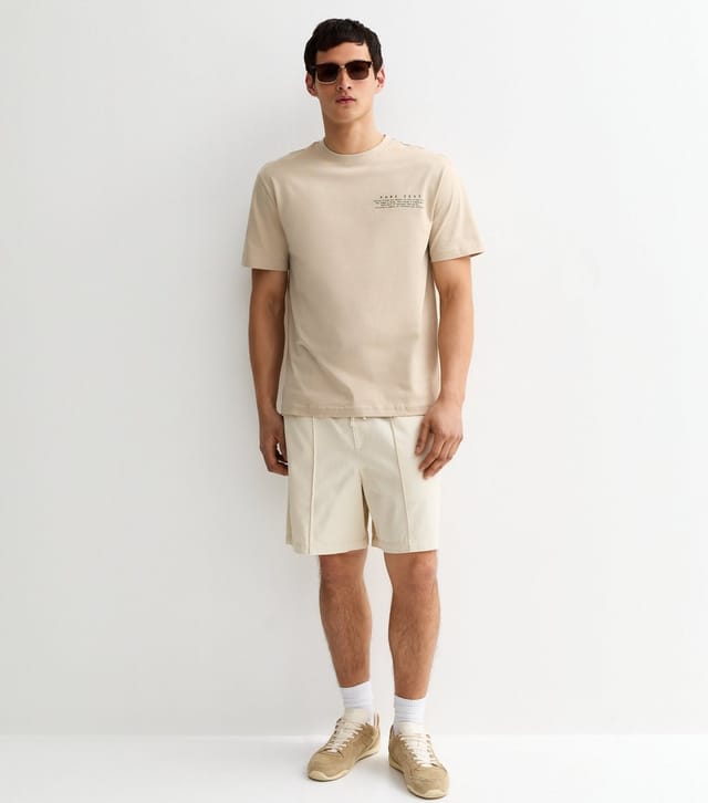 Only and Sons Men's Off White Slogan Print Relaxed T-Shirt Only and Sons New Look - 3