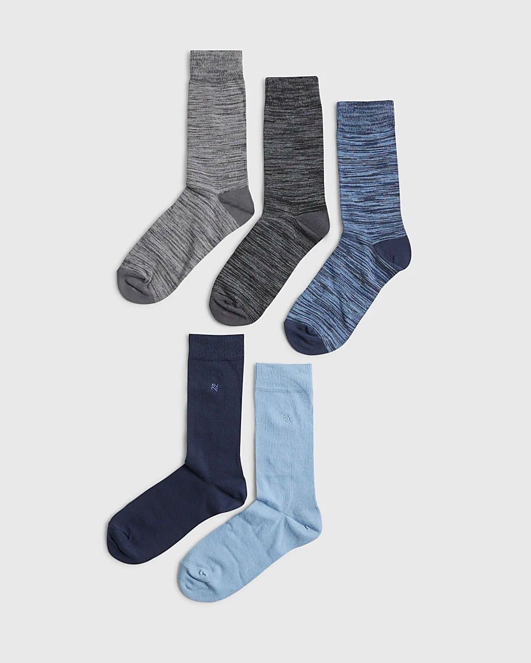River Island Mens River Island Blue Formal Ri Grindle Pack Of 5 Socks