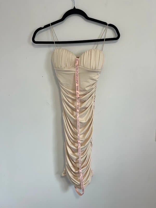 Oh Polly Oh Polly 8 Ivory Ruched Mini Dress NWT Like House of CB Princess Club L London