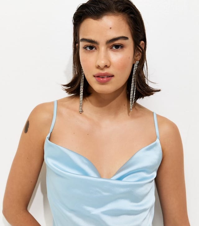 New Look Women's Light Blue Satin Slip Dress New Look - 3