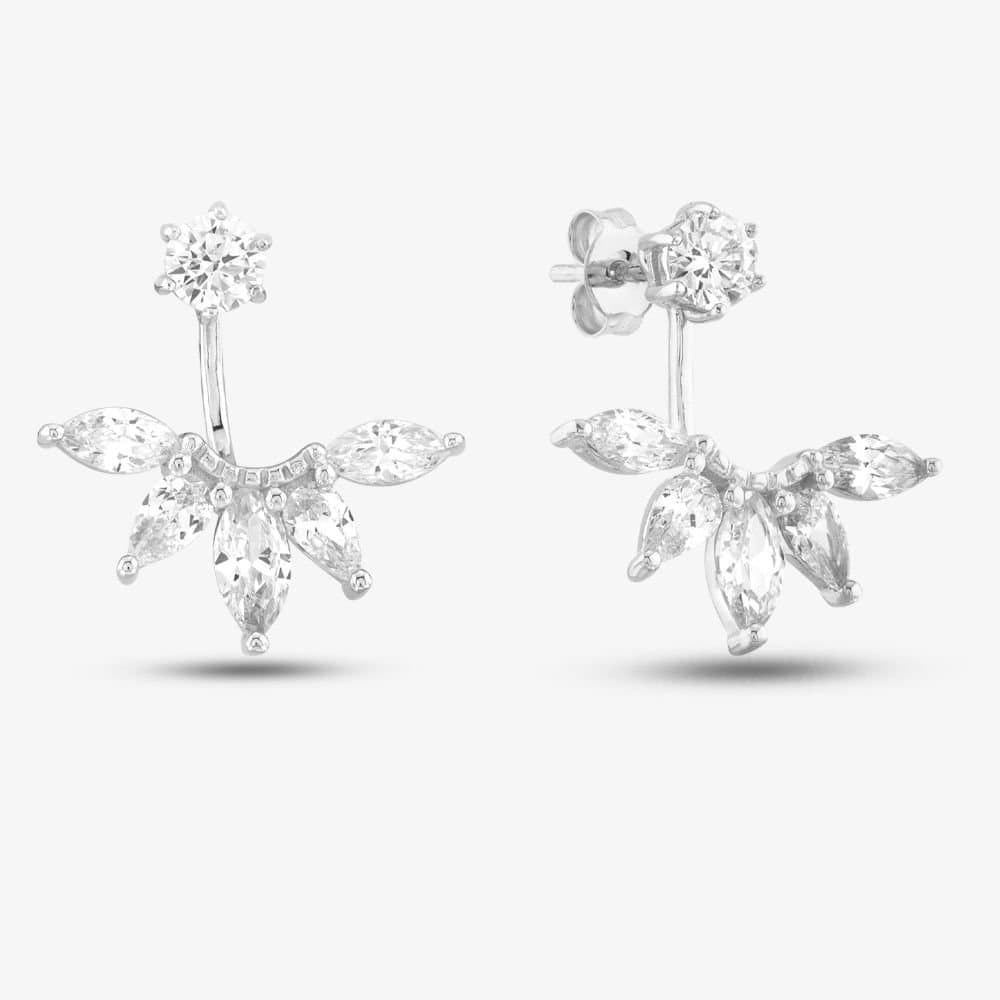 T.H.Baker T.H.Baker Silver Cubic Zirconia Dropper Earrings