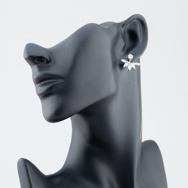 T.H.Baker T.H.Baker Women's Silver Cubic Zirconia Five Pear Fancy Dropper Stud Earrings SE02132A - 3