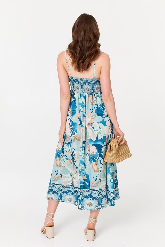 Izabel London Izabel London Women's Floral A-Line Sleeveless Maxi Dress in Blue - 3