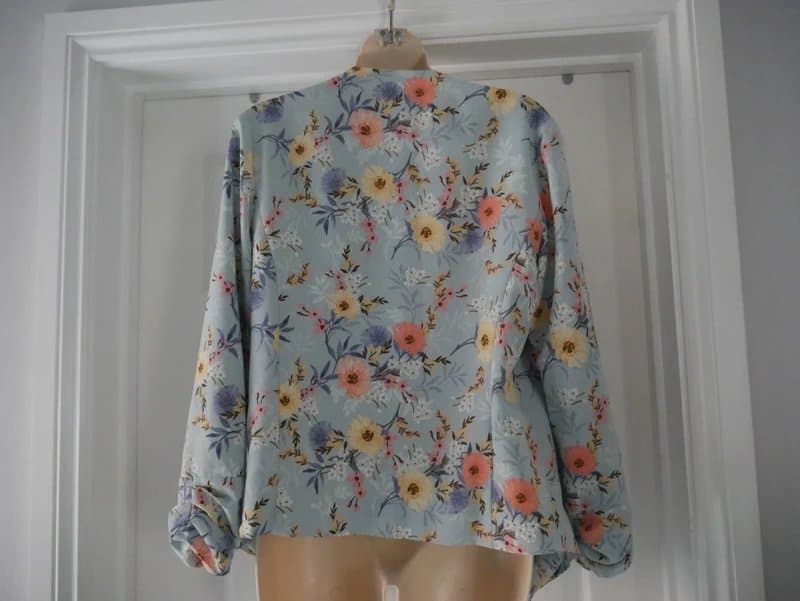 New Look New Look Waterfall Jacket UK 12 Blue Floral Open Front Lightweight Blazer Cover