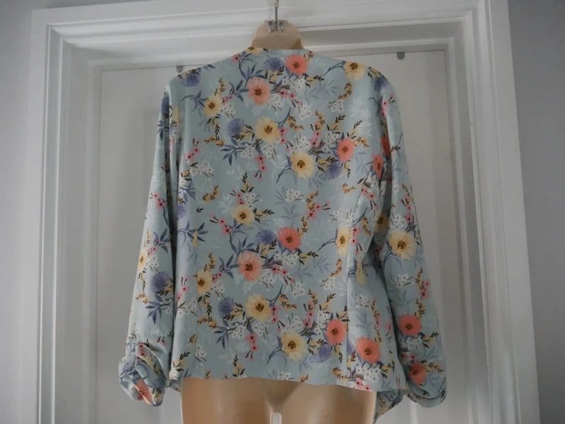 New Look New Look Waterfall Jacket UK 12 Blue Floral Open Front Lightweight Blazer Cover - 1