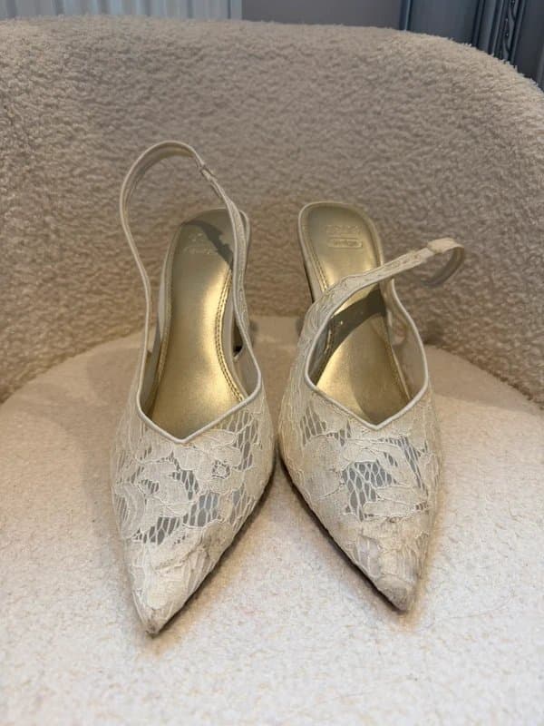 ASOS Design White lace slingback heels