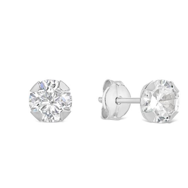 Fraser Hart Fraser Hart Women's 9ct White Gold 5mm Four Claw Cubic Zirconia Stud Earrings - 2