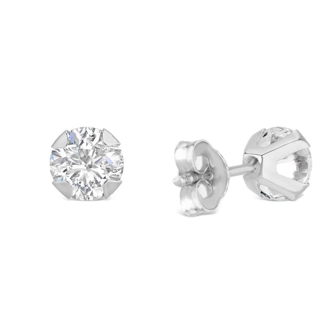 Fraser Hart Fraser Hart Women's 9ct White Gold 5mm Four Claw Cubic Zirconia Stud Earrings - 3