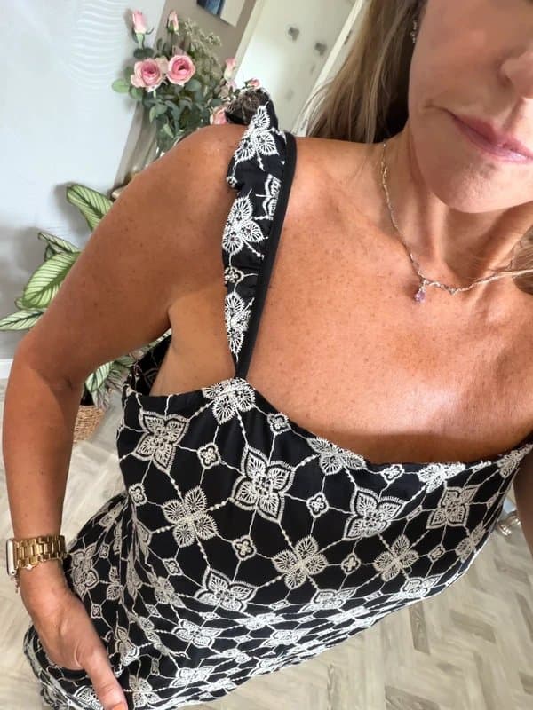 Never Fully Dressed Never Fully Dressed broderie anglais jumpsuit with frill detail size 12