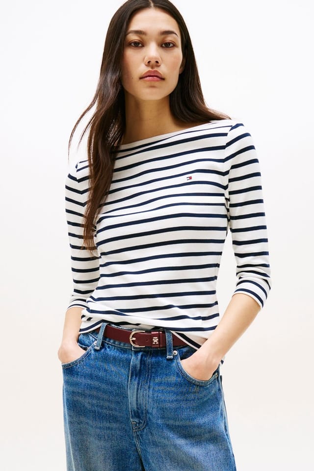 Tommy Hilfiger Tommy Hilfiger Women's Slim Cody Boat-Nk 3/4Slv Breton/ Ecu/ Dark Night Navy - 2