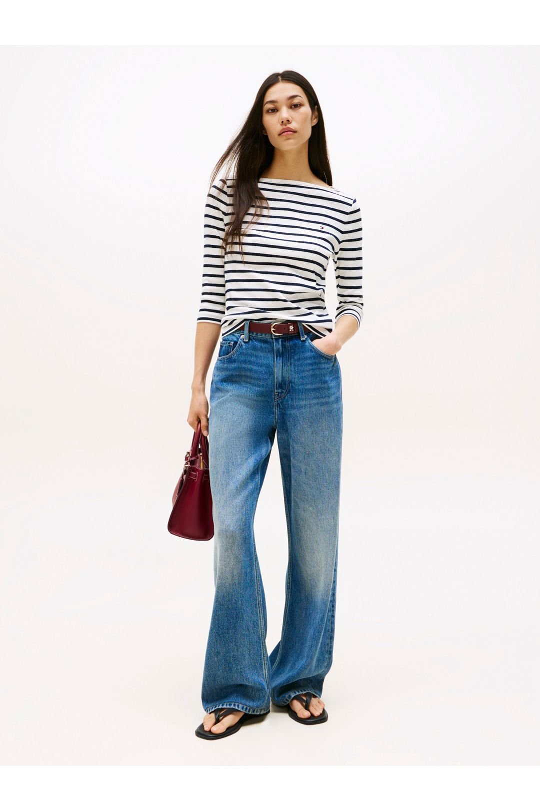Tommy Hilfiger Tommy Hilfiger Women's Slim Cody Boat-Nk 3/4Slv Breton/ Ecu/ Dark Night Navy - 3