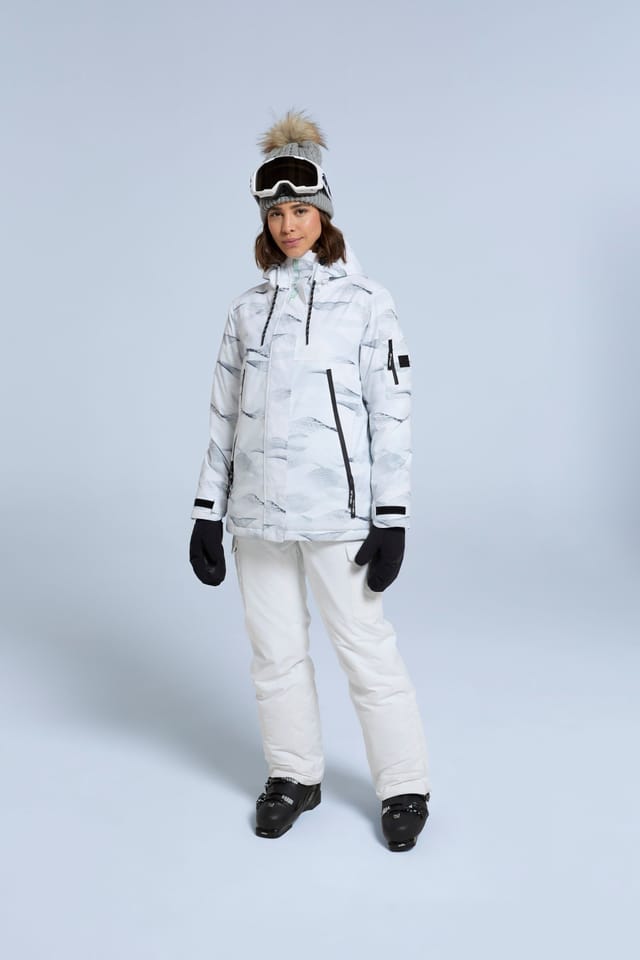 Animal Animal Women's 'Trail' Waterproof Skiing Fleece Lined Snow Jacket in White - 3