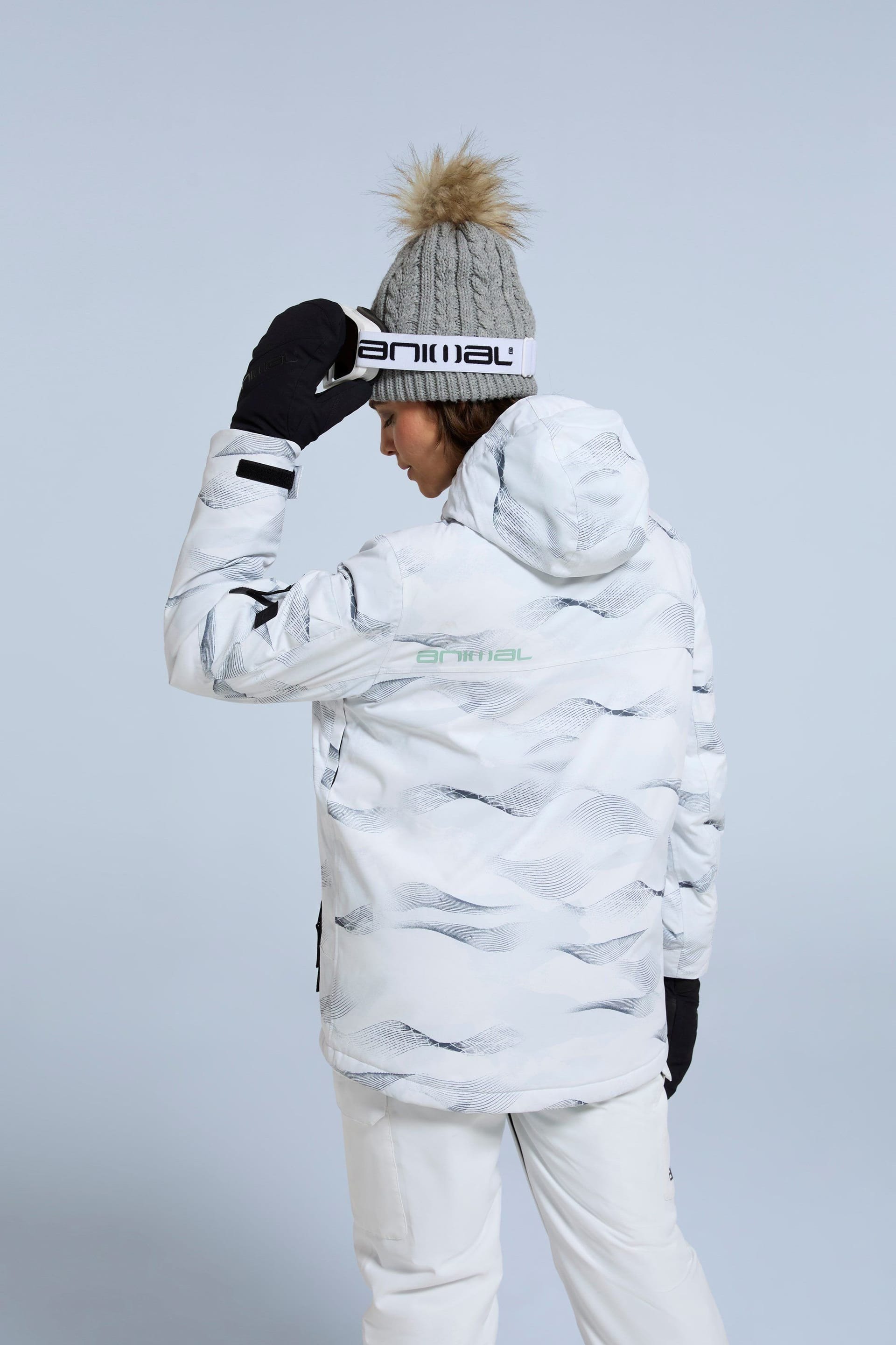 Animal Animal Women's 'Trail' Waterproof Skiing Fleece Lined Snow Jacket in White - 4