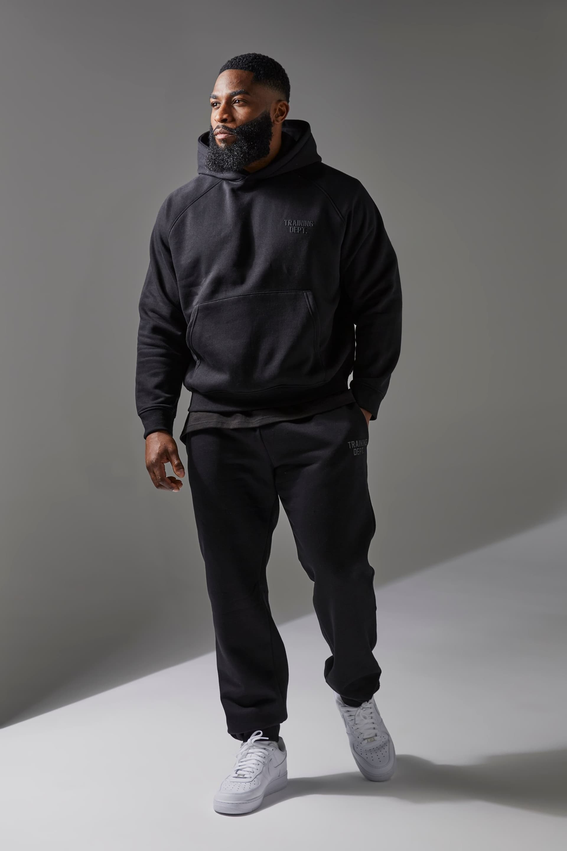 Training Dept. Training Dept. Men's Training Dept Boxy Hoodie & Regular fit Jogger Tracksuit in Black