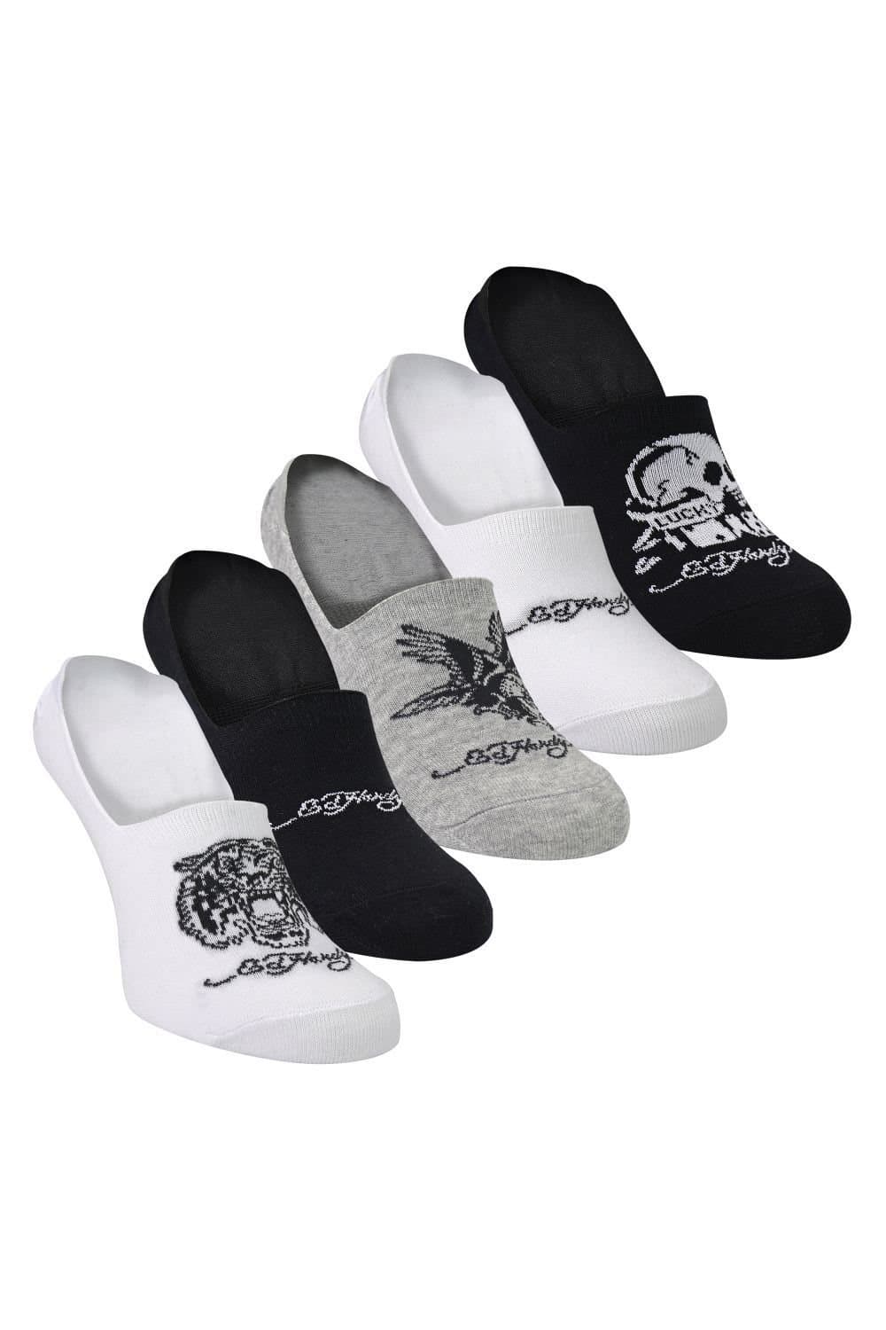 Ed Hardy Ed Hardy Men's 5 Pack Cotton Rich Invisible Low Cut Trainer Sports Socks