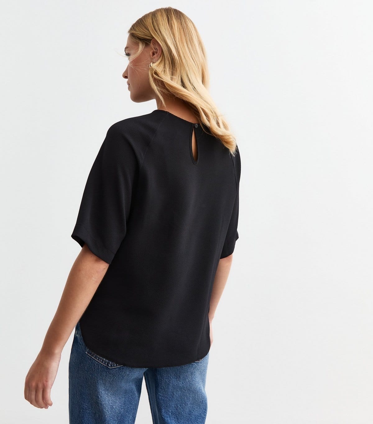 New Look Women's Black Raglan Sleeve Woven Top New Look - 4