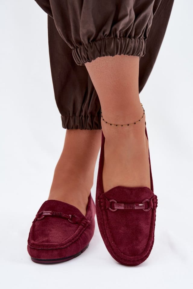 Love Lace Love Lace Women's Suede Moccasins with Insole & Front Tassel Detail in Burgundy - 3