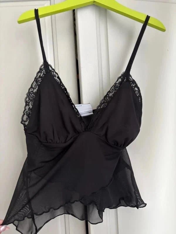ASOS Design Sheer black asymmetrical top