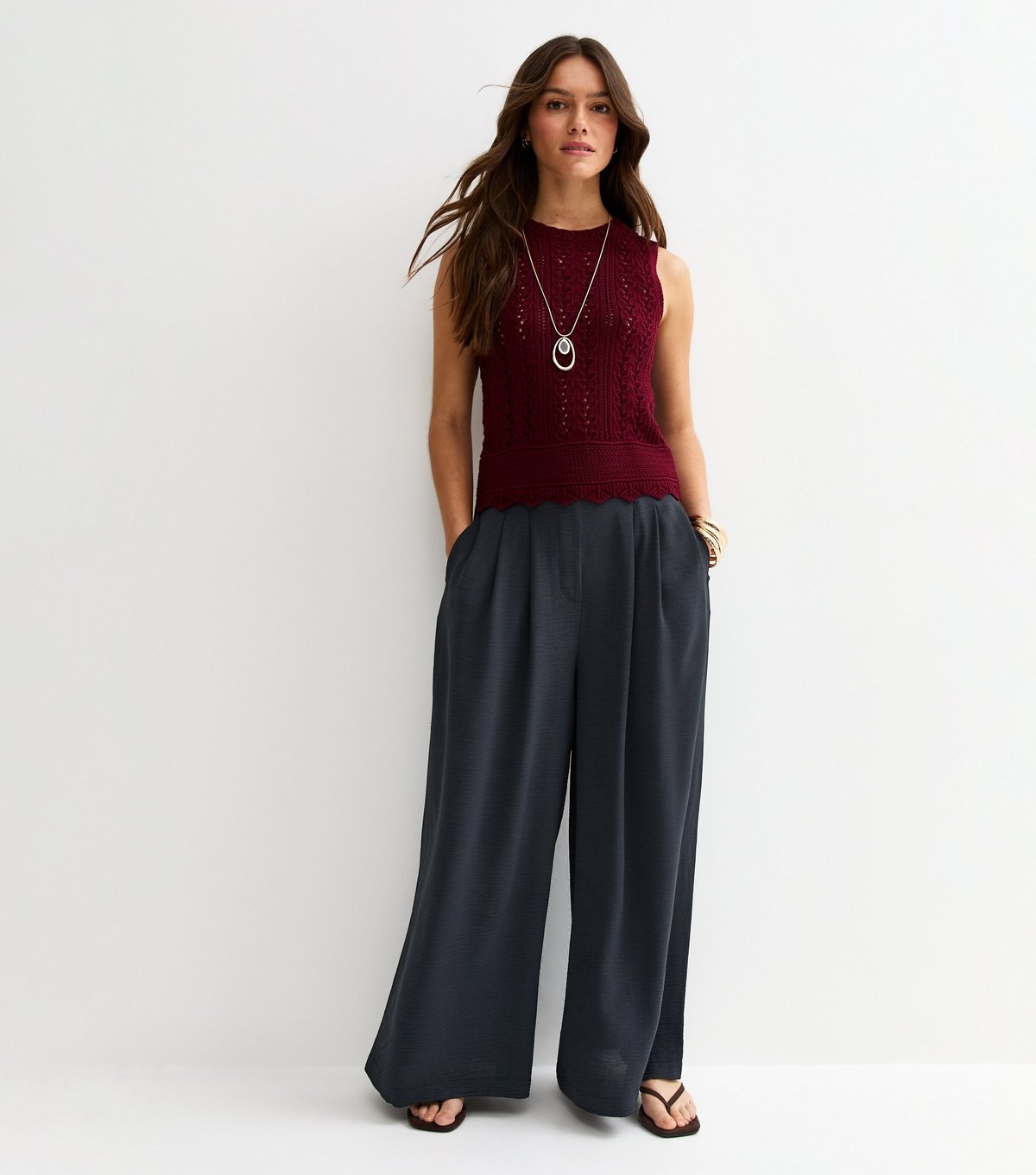 New Look Women's Petite Navy Tailored Wide Leg Trousers New Look - 1