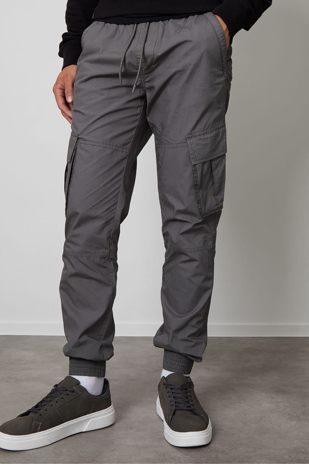 Threadbare Threadbare Men's 'Prince' Cotton Cuffed Cargo Trousers in Mid Grey