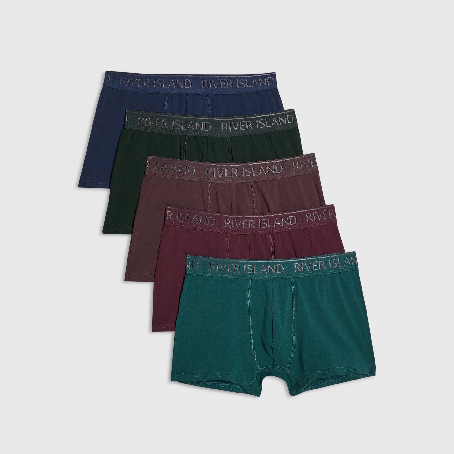River Island Mens River Island Blue Multicolour Toned Pack Of 5 Trunks