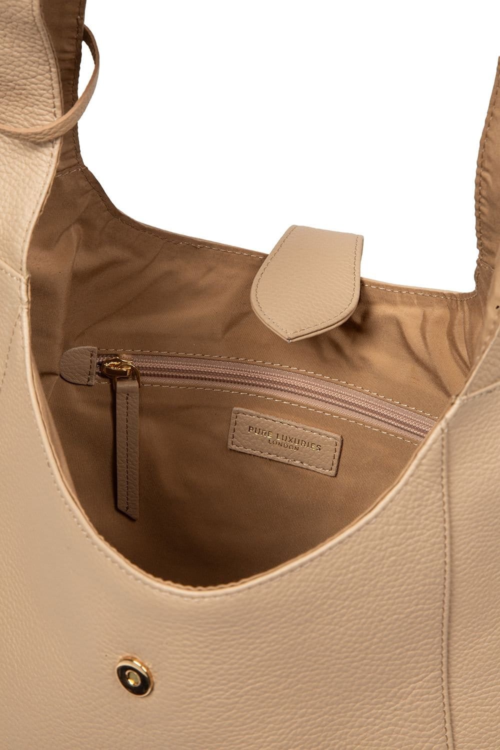 Pure Luxuries London Pure Luxuries London Women's 'Everly' Leather Shoulder Bag in Beige - 4