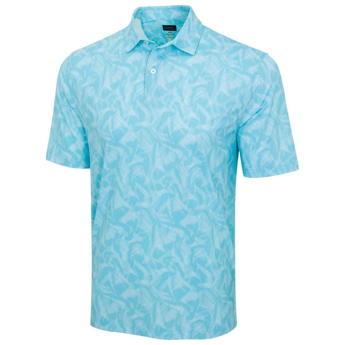 Greg Norman Greg Norman Men's Great White Mirage Ultra-Stretch Golf Polo Shirt in Turquoise