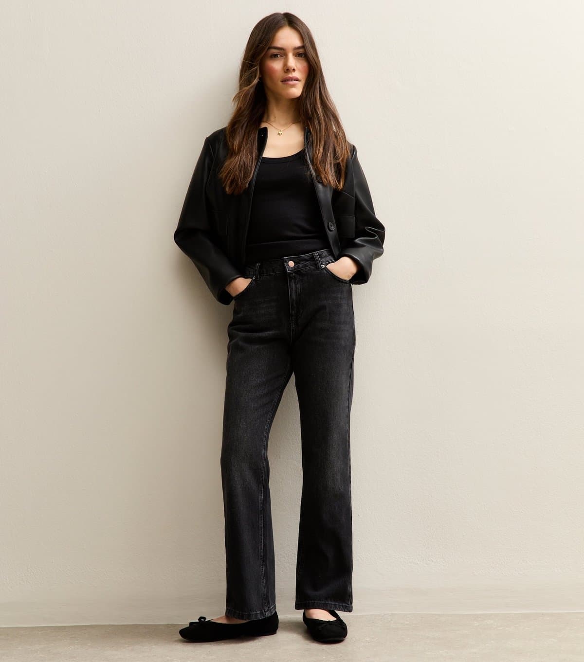 New Look Women's Petite Black Anica Straight Leg Jeans New Look