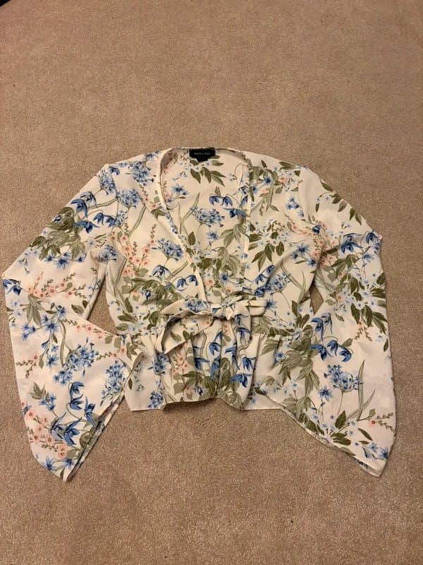 New Look New Look Floral Tie-Front Tea Blouse - Size 8