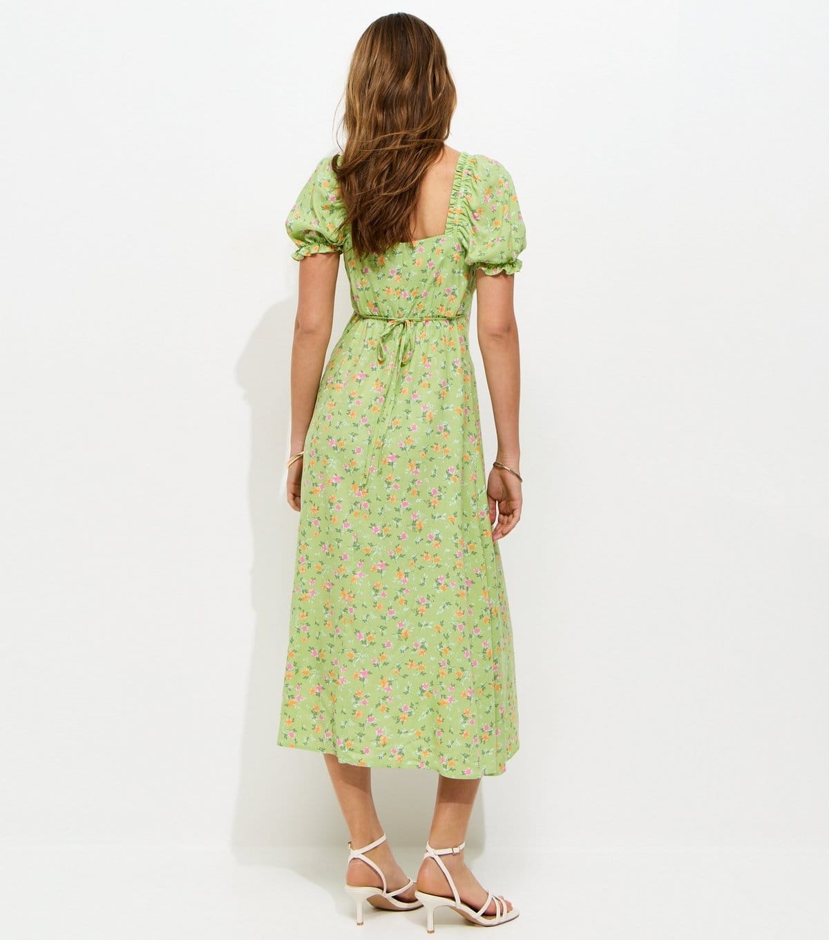 New Look Women's Green Floral Print Slit Hem Midi Dress New Look - 4