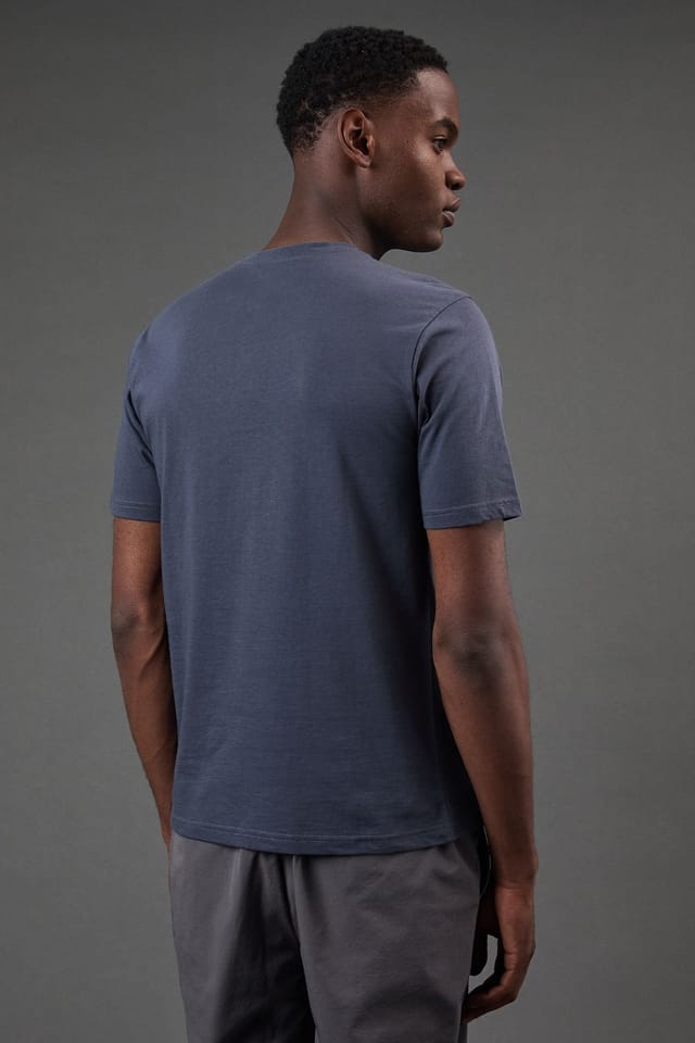 Burton Burton Men's Dark Blue Grandad Neck T-Shirt - 3