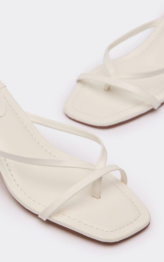 EGO Sander Strappy Low Heeled Mule In White Faux Leather, Women's Size UK 3 - 2