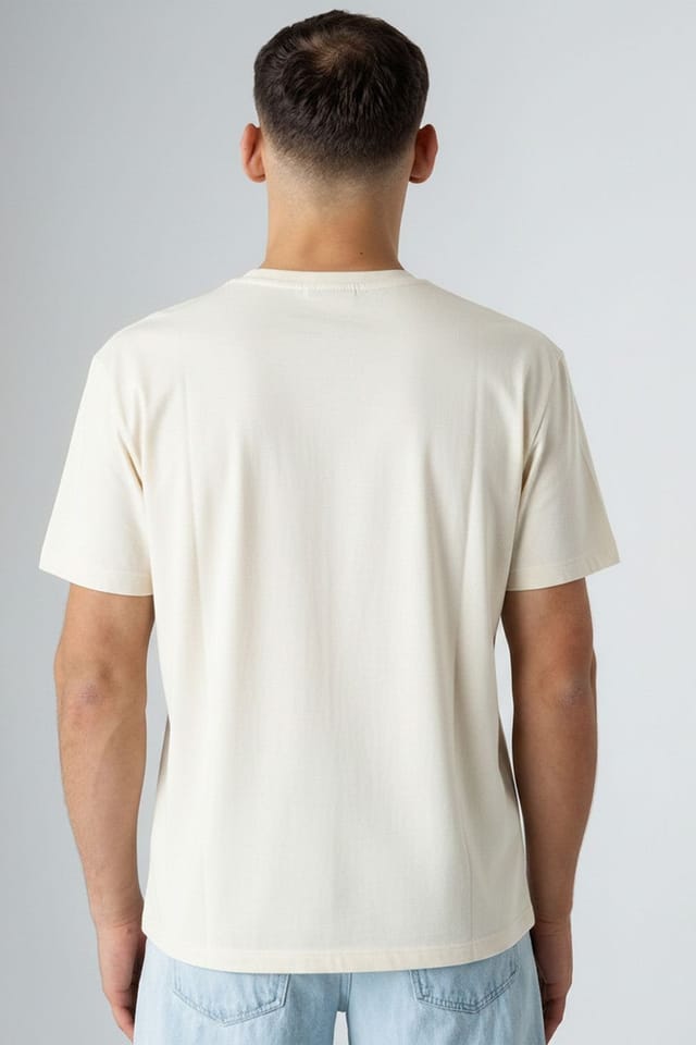 Influence Influence Men's Cotton Crew Neck Short Sleeve T-Shirt in Off-White - 2