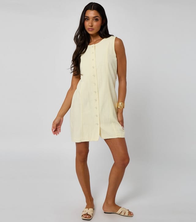 Urban Bliss Women's Light Yellow Button Down Linen Mini Dress Urban Bliss New Look - 2