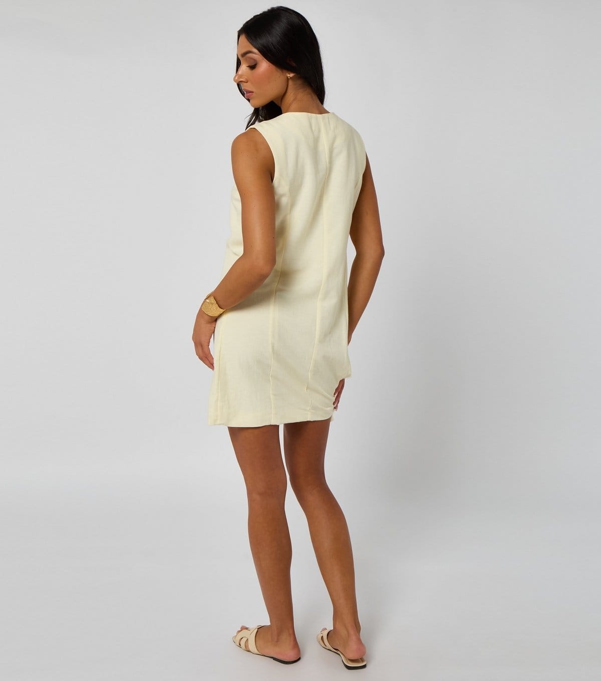 Urban Bliss Women's Light Yellow Button Down Linen Mini Dress Urban Bliss New Look - 4