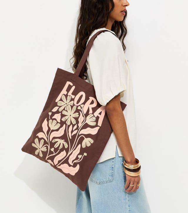 New Look Brown Flora Print Tote Bag New Look - 2