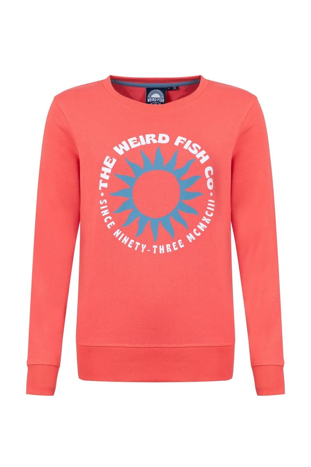 Weird Fish Weird Fish Women's Aurora Graphic Crew Neck Sweatshirt in Coral - 2