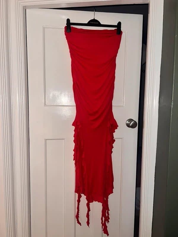 Bershka Bershka Pink Strapless Ruched Maxi Dress – Size M