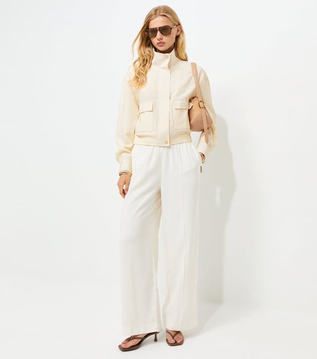 New Look Women's Cream High Neck Zip Up Utility Bomber Jacket New Look - 3