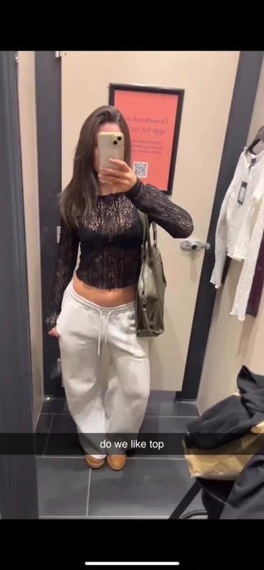 New Look New Look black lace long sleeve going out top