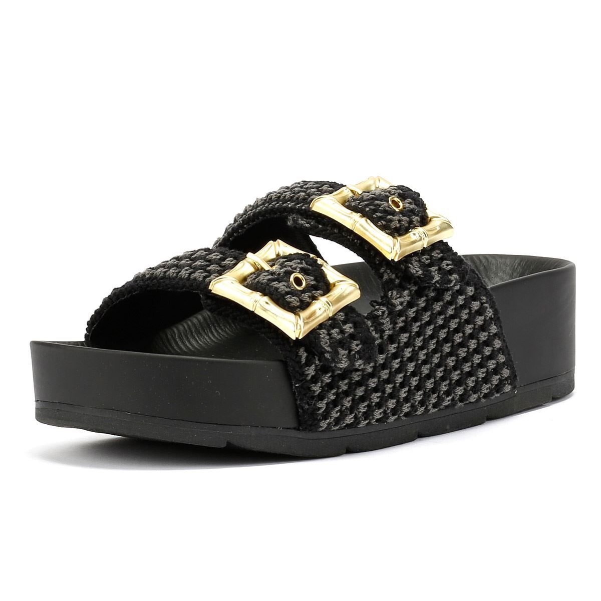 DESERT FLEUR DESERT FLEUR Women's Super Crochet Sandals in Black - 3