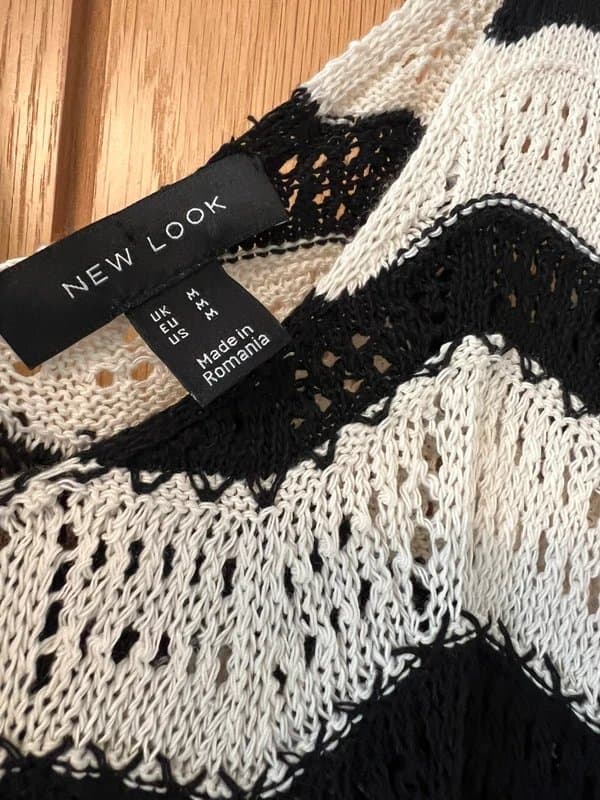 New Look Crochet black and white beach dress