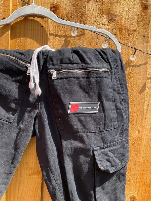 Cargo Couture club black and white cargo jogger trousers size 6/8